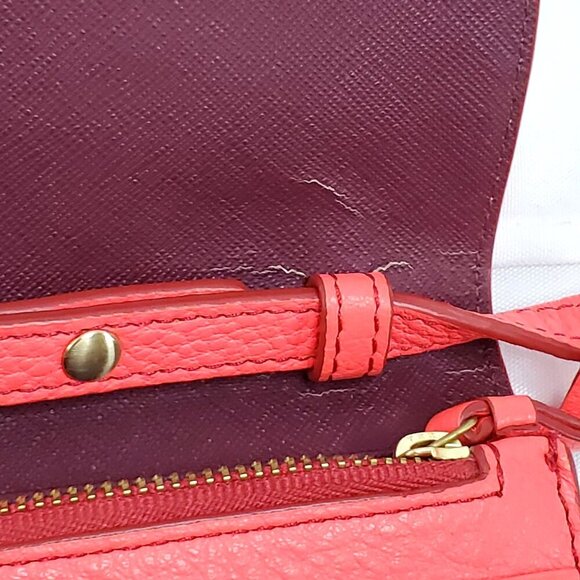 Fossil Margot Crossbody Coral Leather Bag With Adjustable Strap & Gold Hardware - Picture 3 of 10